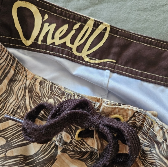O'neill Men's Brown Multicolored Board Shorts Swim Trunks Size 34 - Picture 4 of 5